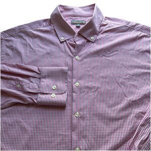 Peter Millar Summer Comfort Men’s XL Pink Gingham Check L/S Button Down Shirt